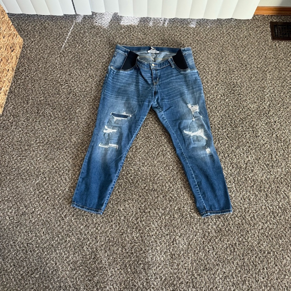 Liz Lange Maternity Blue Skinny Jeans with Distressed Detailing